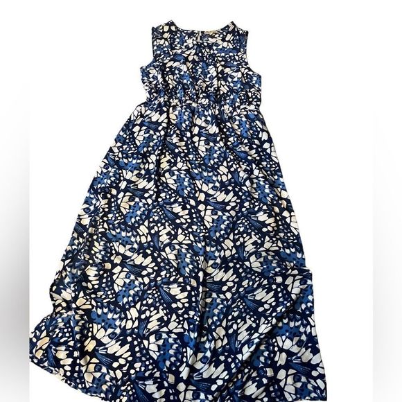 appraisal Blue and White Sz 12 Long Topical Dress - Picture 2 of 6